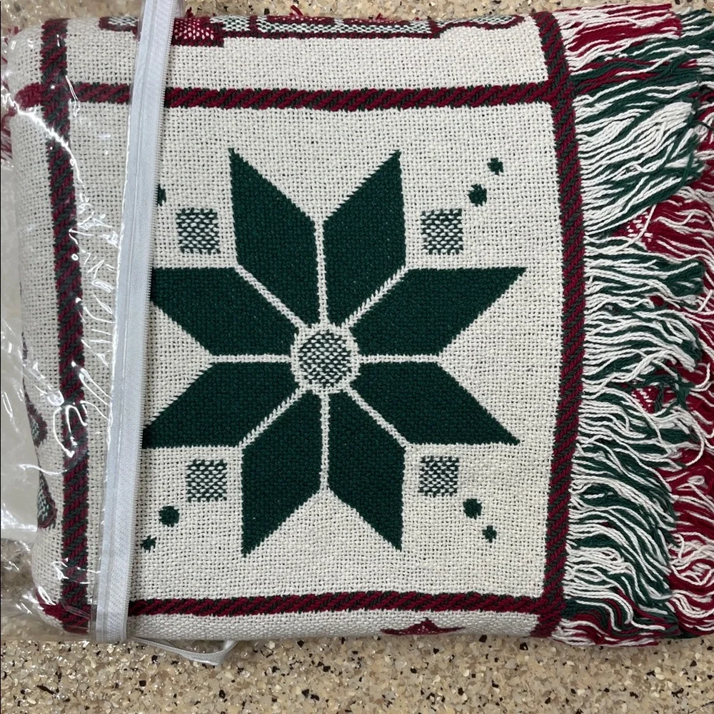 Cannon Vtg XMas Holiday Throw Blanket 50” x 60” Made in USA